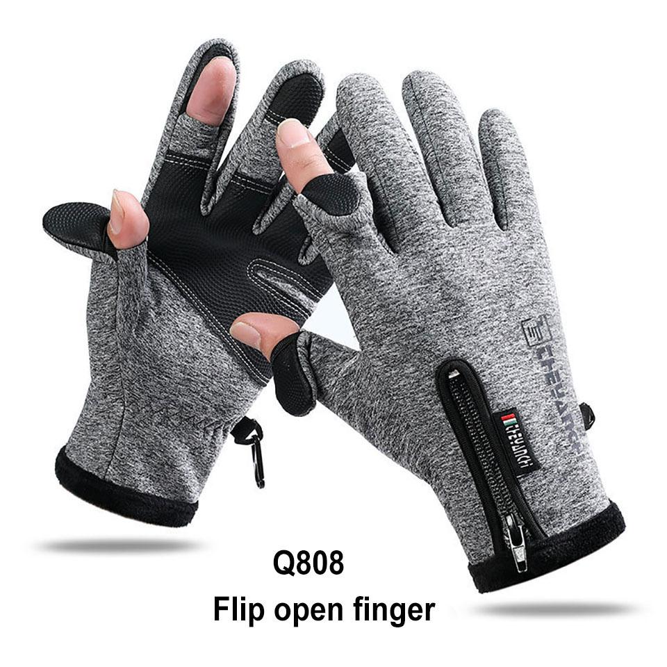 

Loogdeel 2 Finger Flip Windproof Women Men Gloves Waterproof Winter Fishing Gloves Velvet Warm Protection Fish Angling Gloves XL