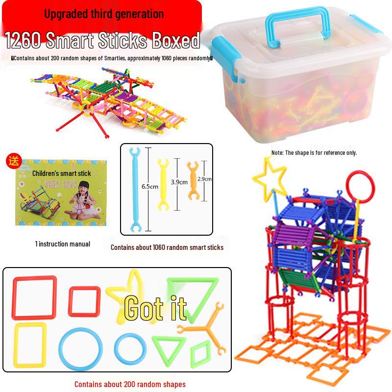 138-Piece Smart Stick Building Blocks for Children's Educational Desktop Insertion – Plastic Handmade Toys