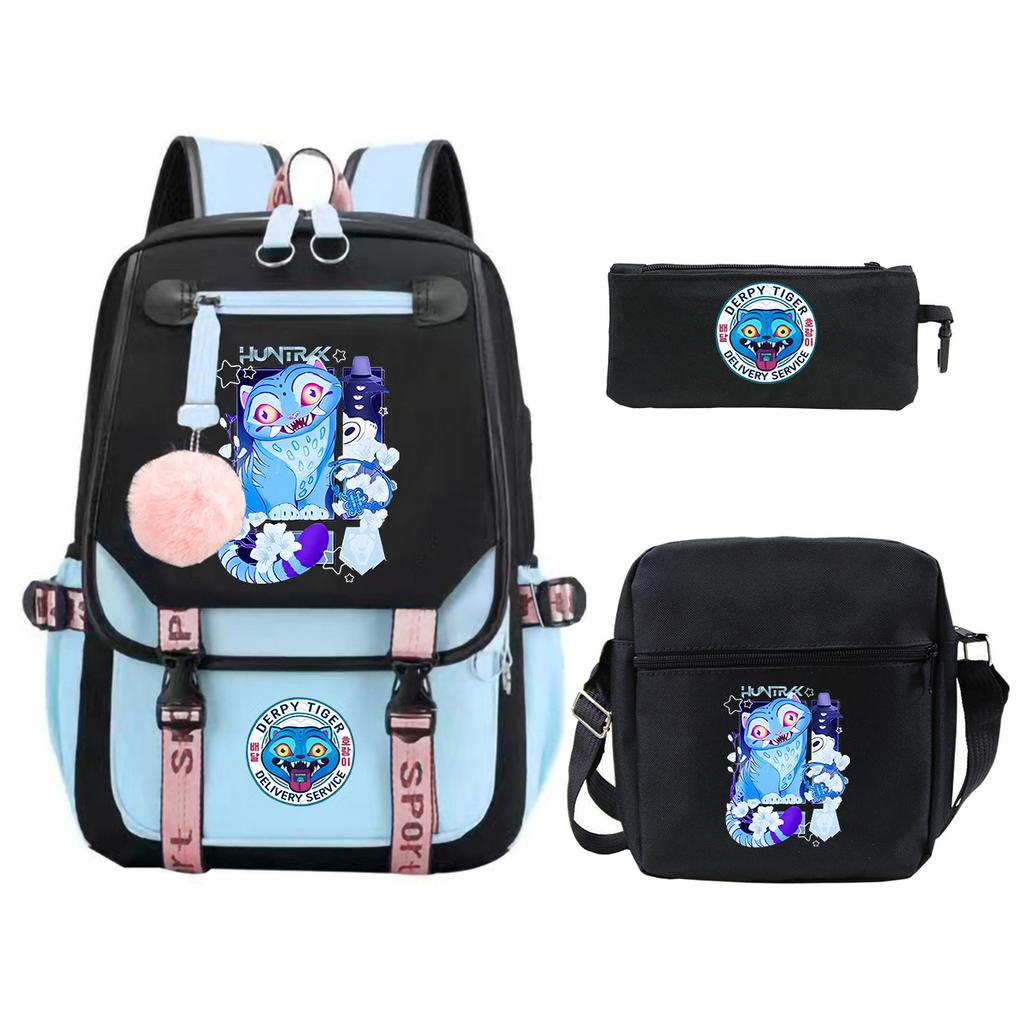 Witch Hunters Cartoon Peripheral Printing Children's Backpack Cross-border New Student School Bag Three-piece Shoulder Bag Pencil Bag
