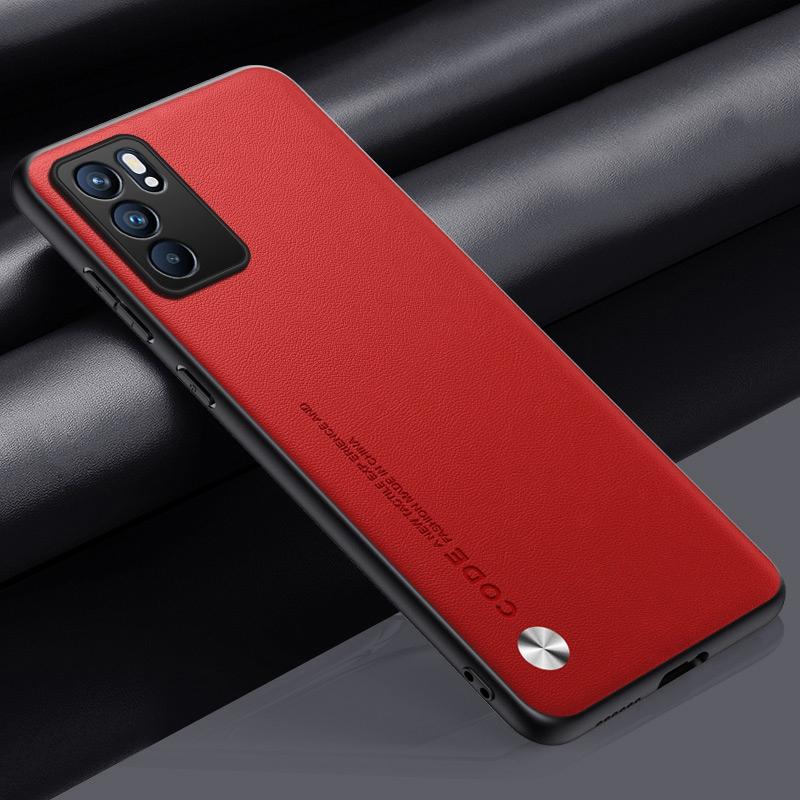 Luxury PU Leather Case For OPPO Reno 6 5G Back Cover Matte Silicone Shockproof Full Protection Phone Case For OPPO Reno6 5G