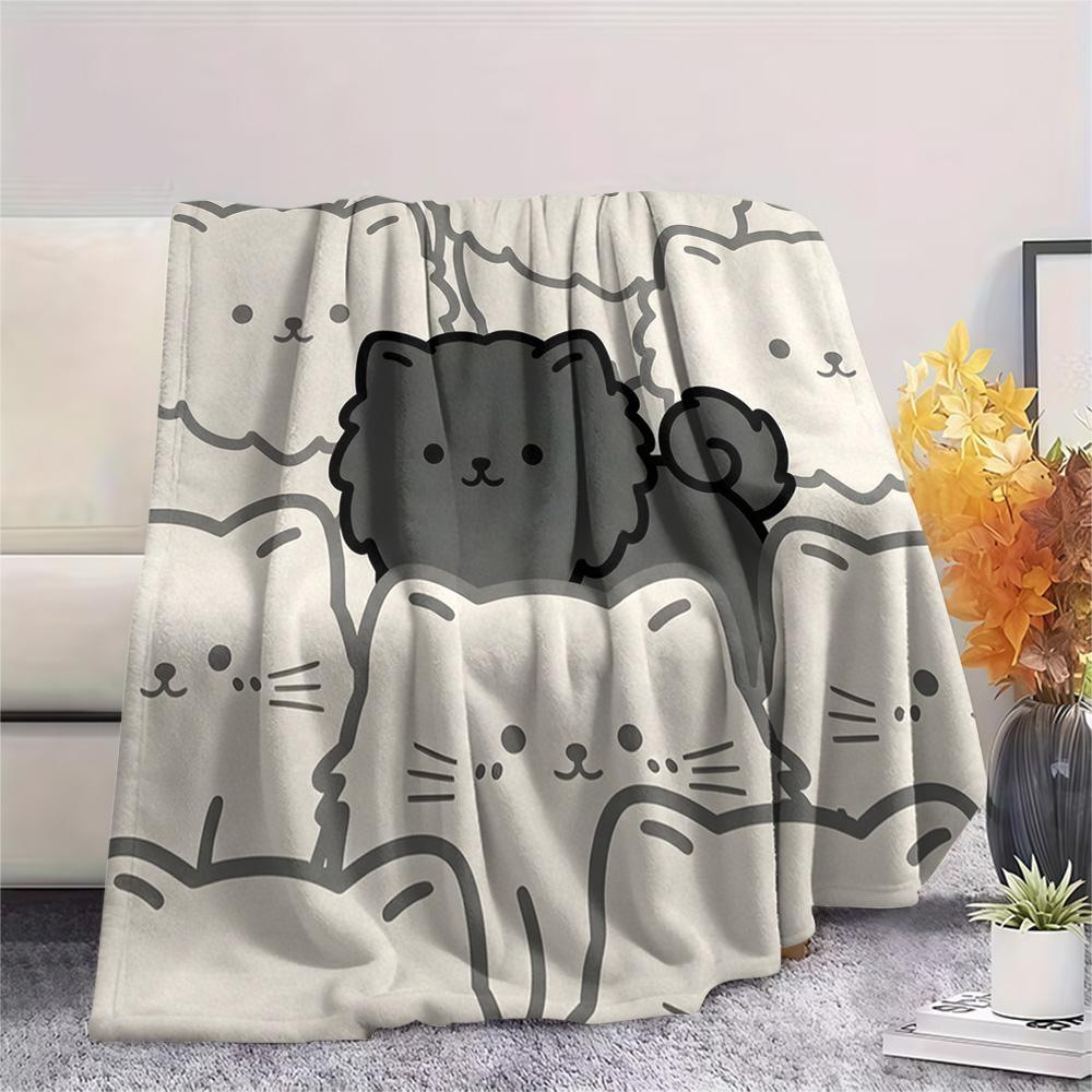1Pc chow Print Flannel Blanket, High quality Comfortable for All Seasons, Home Decor, Warmth and Comfort, Perfect for Christmas Gifts