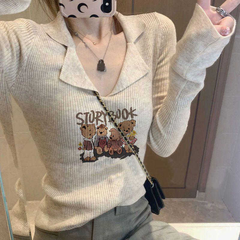 

Knit Collar Slimming Long Sleeve Top - Autumn/Winter Style Extra Large