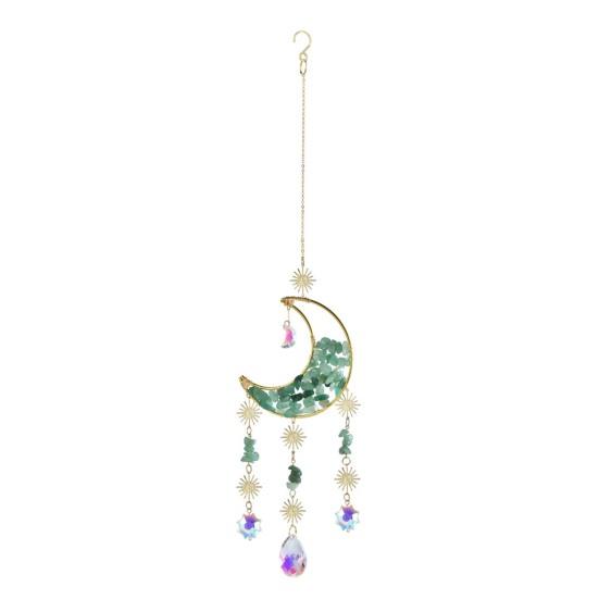 Crystal Sun Catcher Crescent Moon Sun Catcher Rainbow Maker Prism Ornament for Window Balcony Bedroom Garden Hanging