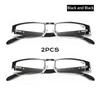 2Pcs Metal Half Frame Business Reading Glasses Men Presbyopic Eyewear Vintage Square Male Hyperopia Glasses+1.0+1.5+2.0+2.5To4.0
