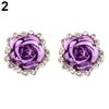 Boucles d'oreilles élégantes en strass, fleur de Rose, Clip d'oreille, bijoux de perçage pour femmes
