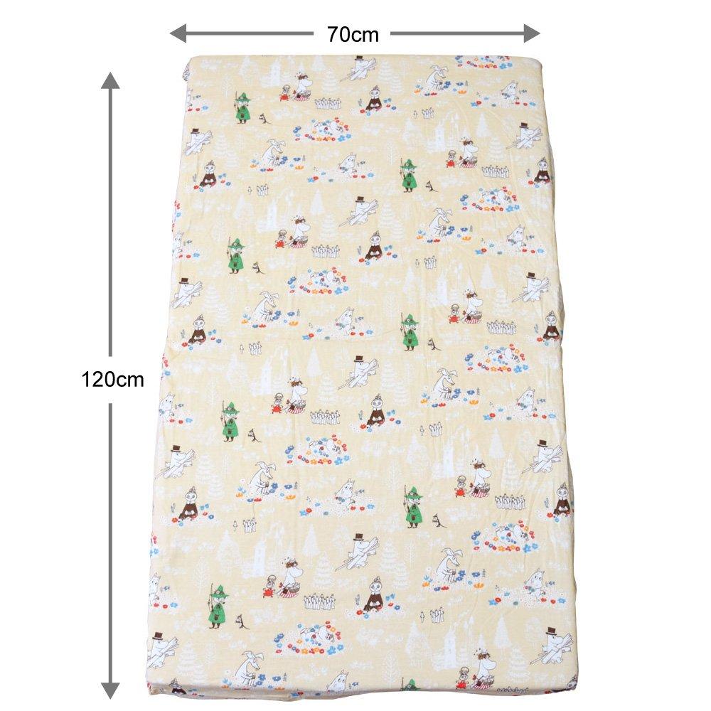 Mumin-Spannbettlaken für Babys, doppellagig, hergestellt in Japan, Doppelgaze, sonniges Beige x (70 120 cm)