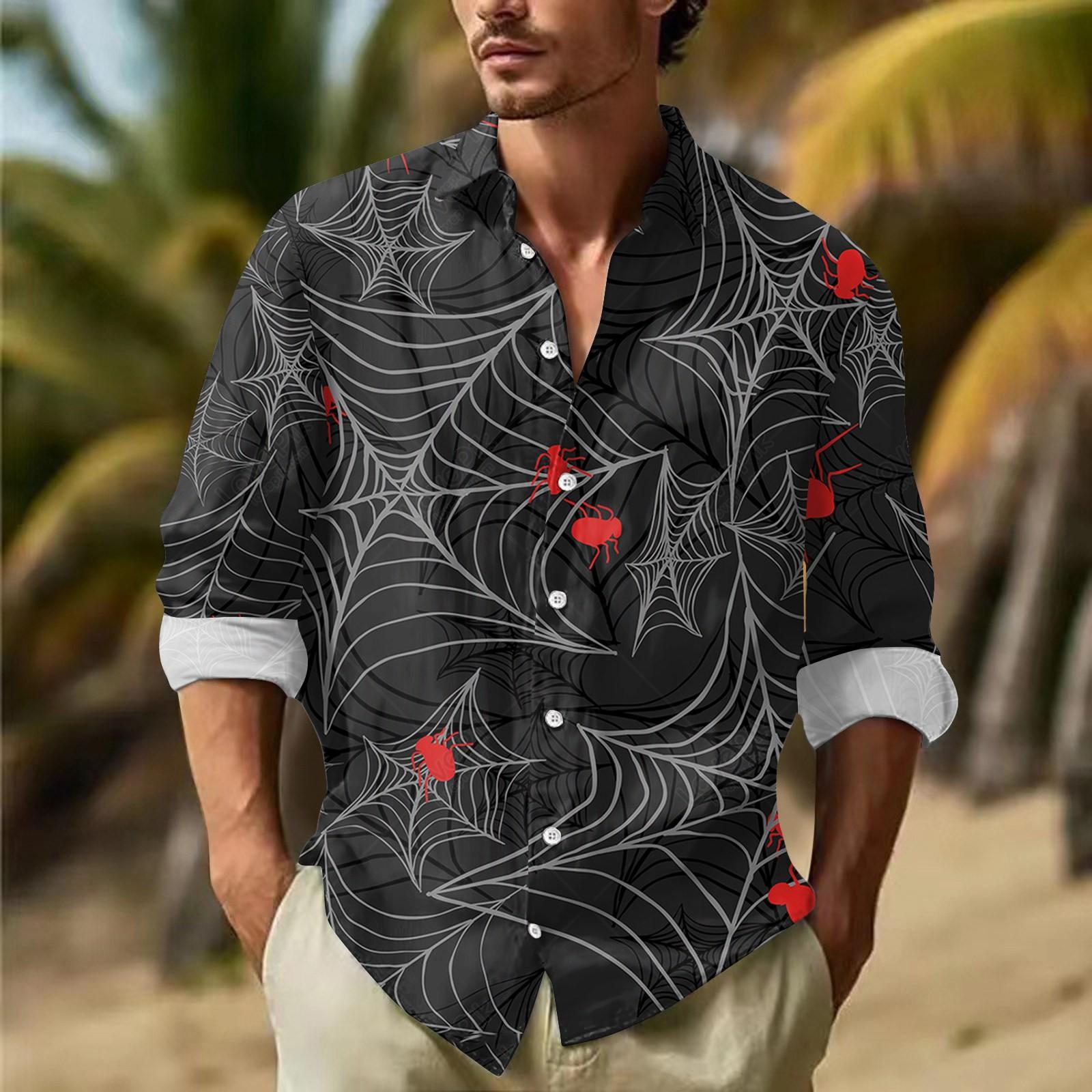 

Мужские рубашки с длинными рукавами и пуговицами на Хэллоуин, мужские повседневные модные рубашки с длинными рукавами XL разноцветный