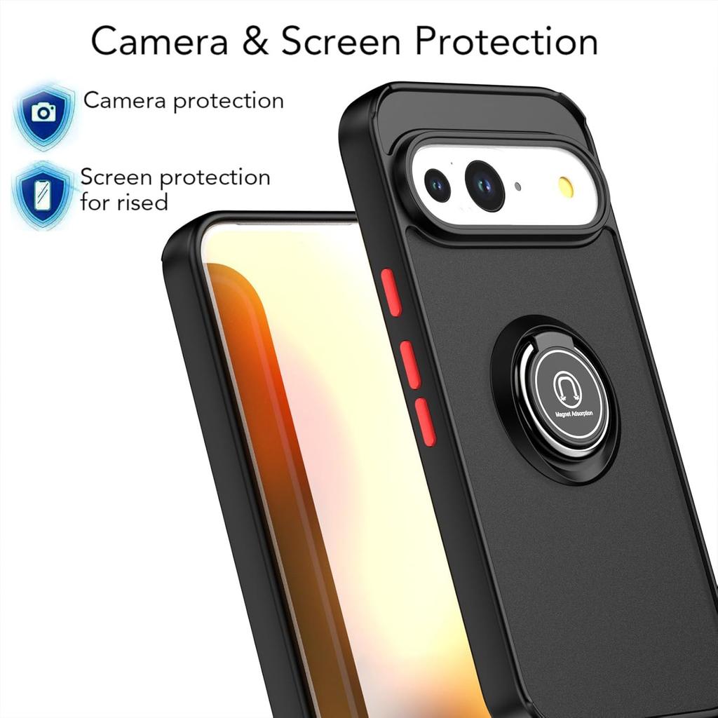Armor Matte Case For Google Pixel 10 Pro XL 9 Pro 9A Cover Ring Magnetic Stand Holder Shockproof Shell Coque Fundas