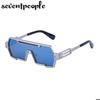Steampunk Sunglasses Men  New Fashion Square Sun Glasses For Male Metal One-Piece Punk Sunglass Trendy Rectangular shades