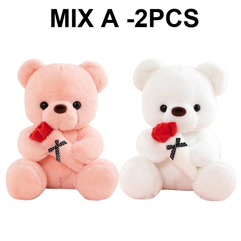 1/2/3PCS 25cm/9.84Inch Cute Rose Teddy Bear Plush Toy Small Stuffed Doll Soft Plushie for Girls Romantic Valentine Day Gift