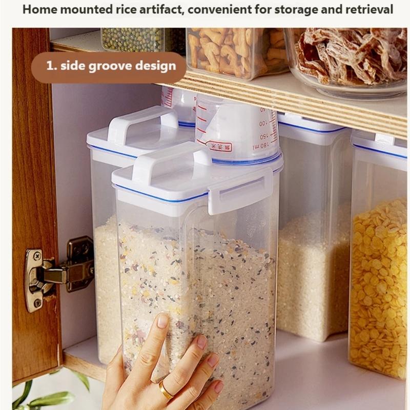 Durable Kitchen Rice Storage Bucket with Airtight Design to Prevent Moisture Clear View Panel for Content Visibility Ergonomic Carry Handle for