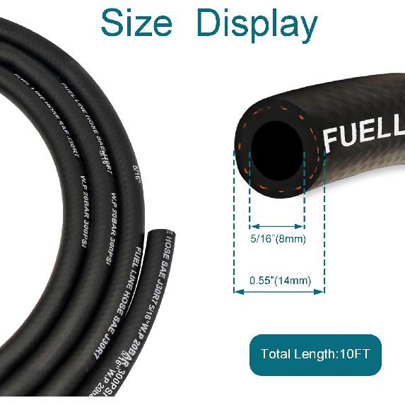 Fuel Line 5/16 Inch ID, Fuel Hose 10FT, J30R7 Fuel Line Hose NBR For Automotive Fuel Systems Engines.