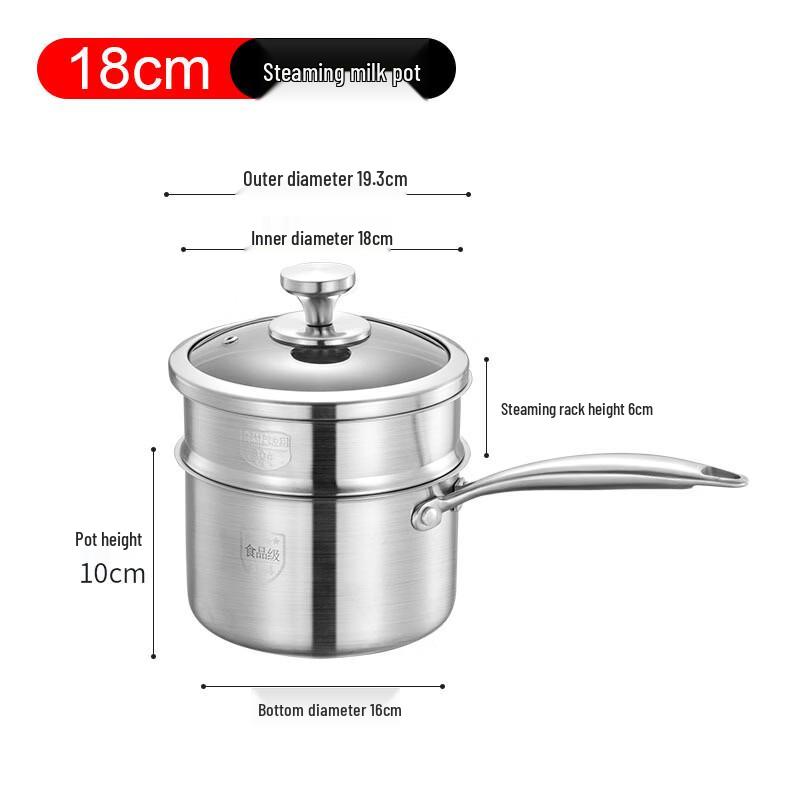 Yicang 18cm 304 Stainless Steel Milk Pot with Steamer