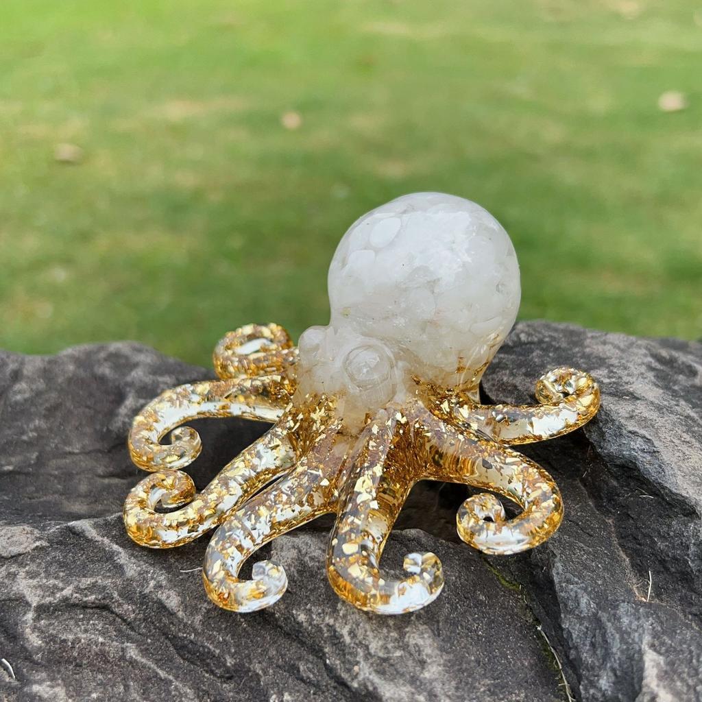 Octopus Ornament Natural Stone Agates Lapis Lazuli Carved Home Decoration Christmas And Halloween Gifts 45x100 Mm