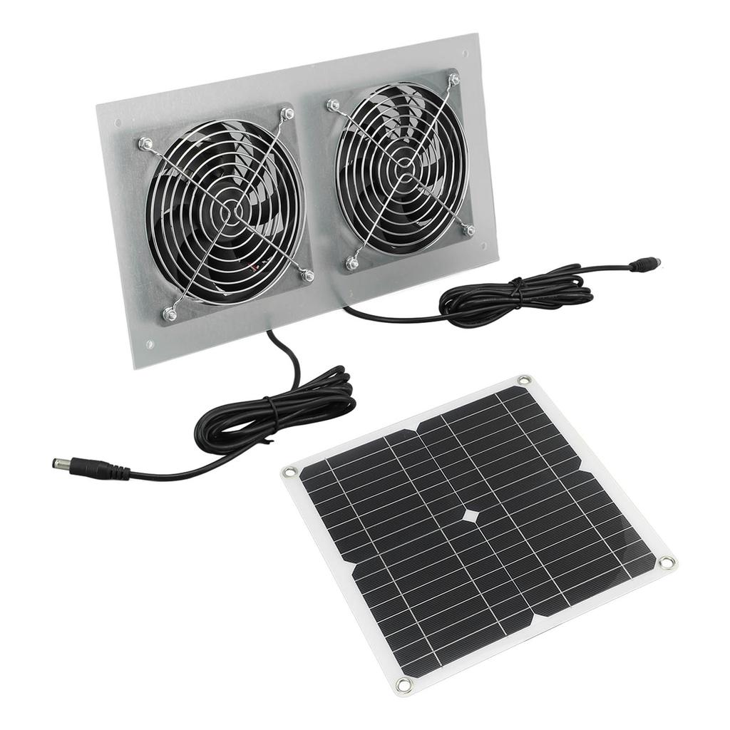 15W Solar Panel Powered Fan Efficient Solar Powered Dual Fan Kits for Chicken Coop Greenhouses Shed