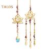 2Pcs/Set Hanging Sun Catcher Fine Workmanship Ornamental Lightweight Beautiful Sun Catcher Lotus Wind Chimes Hanging Pendant