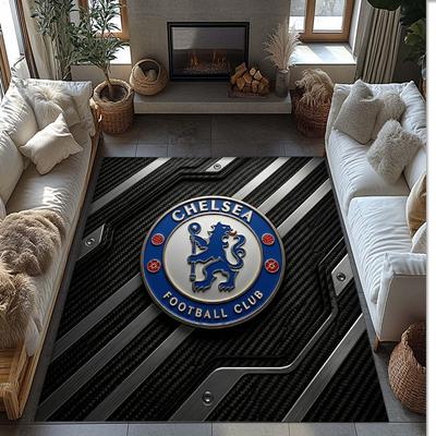 Alfombra de Área de Franela Estampada Chelsea FC Antideslizante Suave Poliéster Alfombra de Piso Decoración Interior para Dormitorio Sala de Estar Sofá Sala de Juegos Decoración del Hogar