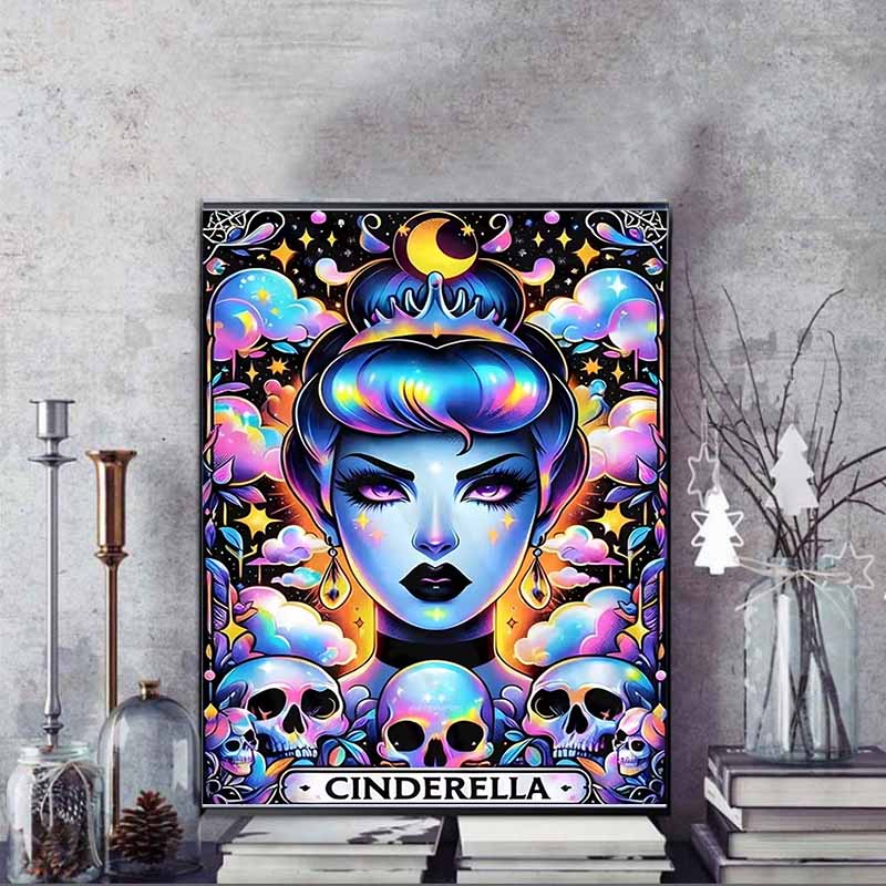 Disney Diamond Painting Cinderella Dark Neon Style Illustration Mosaic Art DIY Cross Stitch Embroidery Set Full Diamond Home Decor Gift