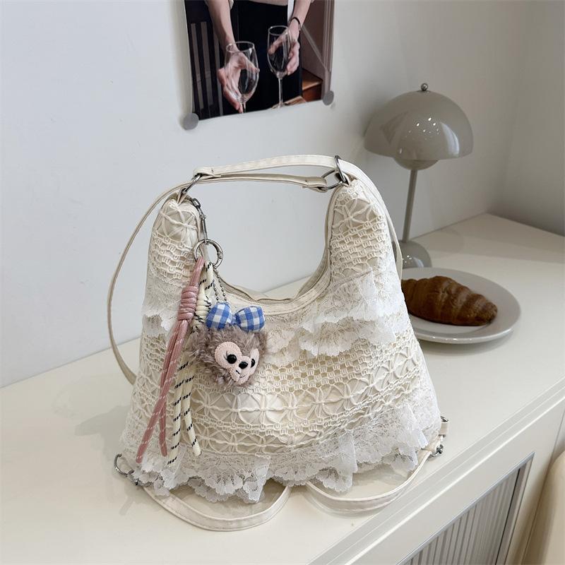 

Новая популярная и красивая повседневная универсальная сумка-тоут через плечо для поездок, модный рюкзак большой вместимости для женщин no pendant белый