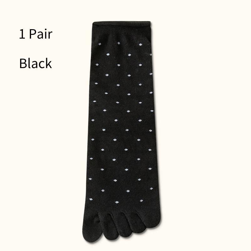 

1 Pairs Toe Socks Women Middle Tube Five Finger Socks Cute Dots High Quality Cotton Crew Socks With Separate Fingers чёрный