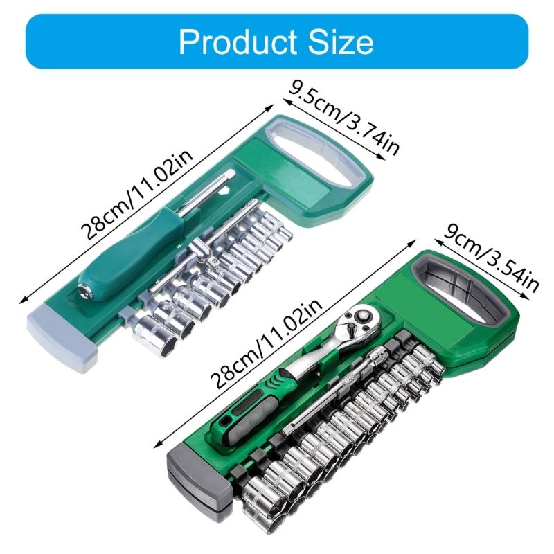 1/4Inch Adjustable Wrench and Sockets Set Convenient Portable Tool Kit for Home Car Repair and Mechanical Maintenance