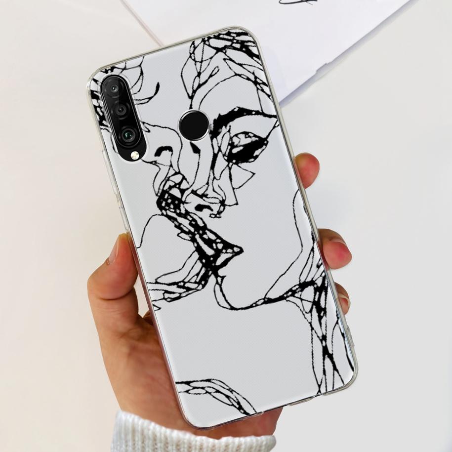 For Huawei P30 Lite Case 2020 Fashion Flower Bumper Soft Silicone Clear Cover For Huawei P30 Lite Pro Fundas P 30 P30Lite Hoesje