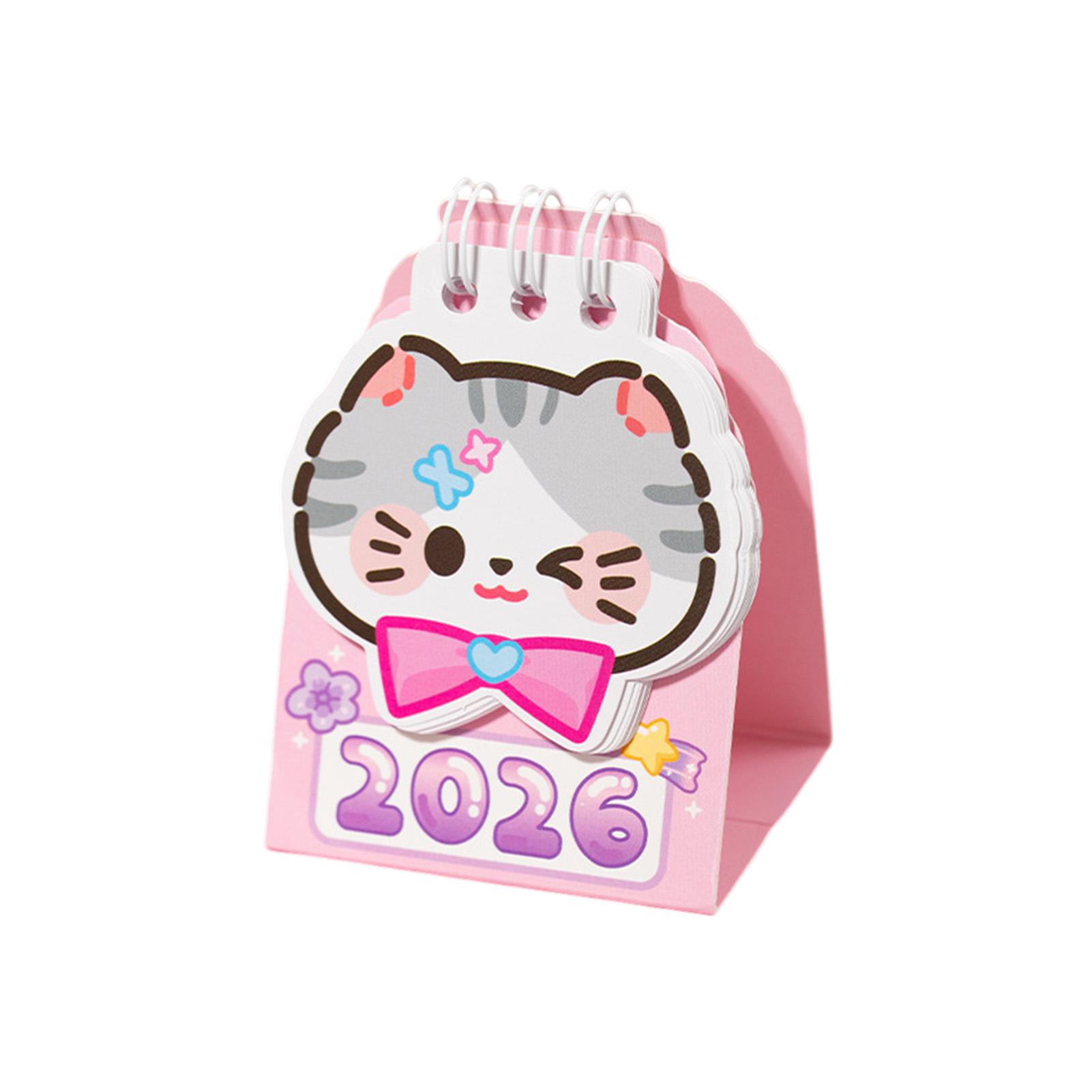 

Year 2026 Small Kitty Calendar Desktop Memo Organizer Clear Printing Compact Kitty Planner Cat Calendar Desktop Marker Board