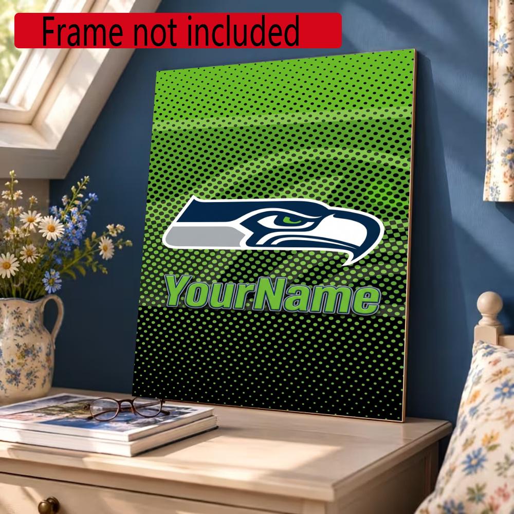 Seattle Seahawks Customize Your Name Diamond Painting Round Diamond Rhinestones Mosaic Diamond Embroidery Wall Paintings Rhinestones Gift Frameless