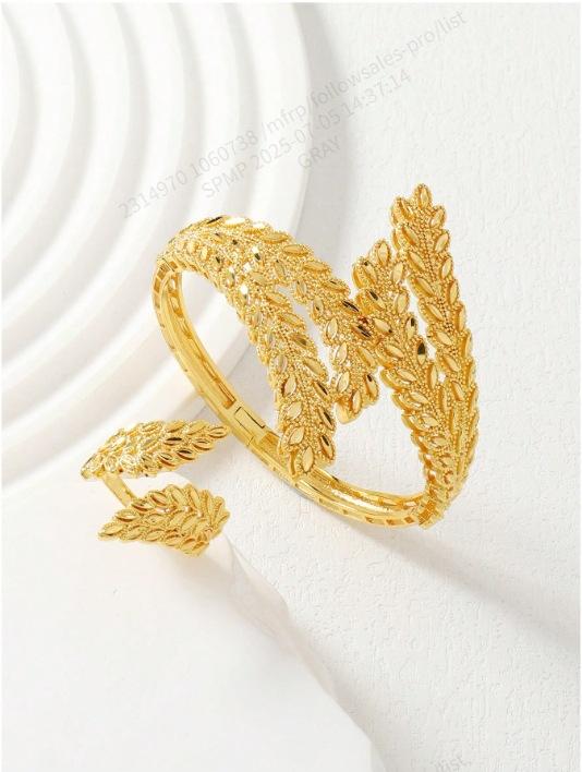 Новый саморазработанный персонализированный открывающийся браслет-кольцо с полым ивовым листом изысканный