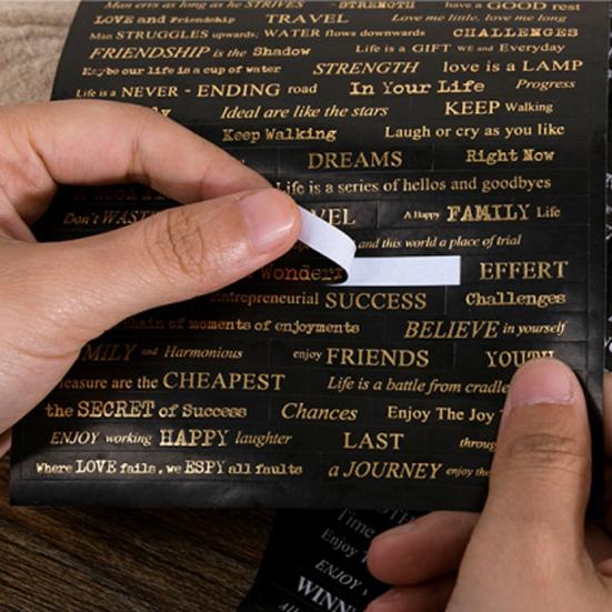 4 ks/sáček Papírové samolepky Proces ražení Retro Jemná rytina Pohodlná samolepicí dekorace 3 styly Anglické písmeno Samolepky na scrapbooking Dívka