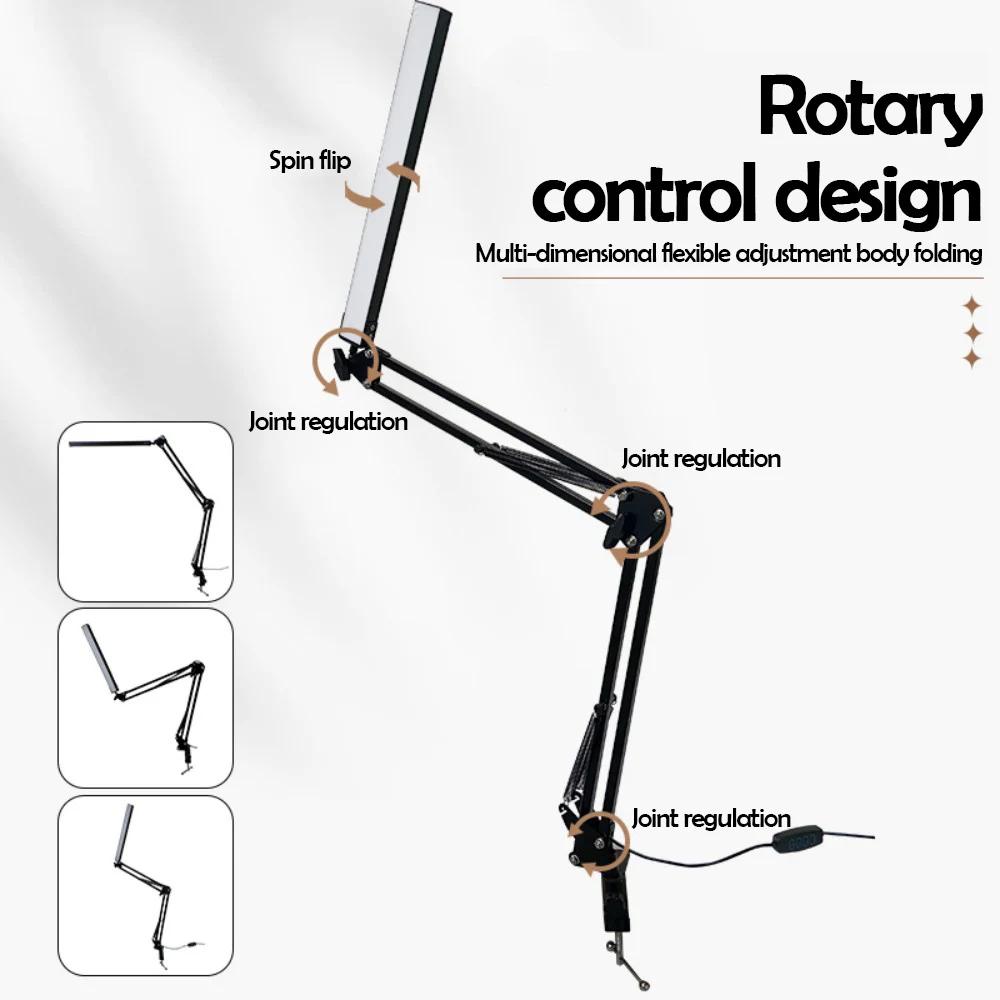 LED Folding Single-Head Metal Eye-caring Desk Lamp 3 Colors Adjustable 10 Brightness Levels Flexible Rotating Lamp Head for Home