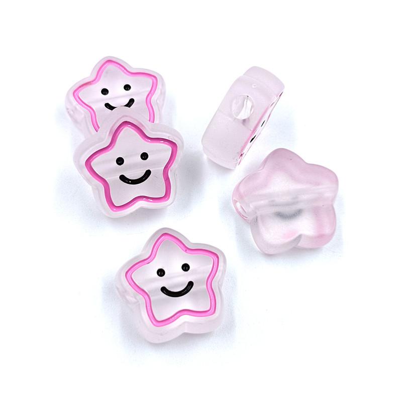 5 Stück Acrylperlen in Bonbonfarben, lächelnder Stern, für die Schmuckherstellung, DIY-Halsketten, Armbänder, lose Abstandsperlen, Zuckerguss, handgefertigte Accessoires