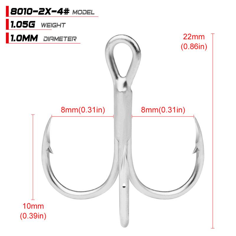 Proberos Treble Hook Fishing Hook Treble Hook 1#-2#-4#-6#-8#-10#-12# High-Carbon Steel High Strength Three Hook