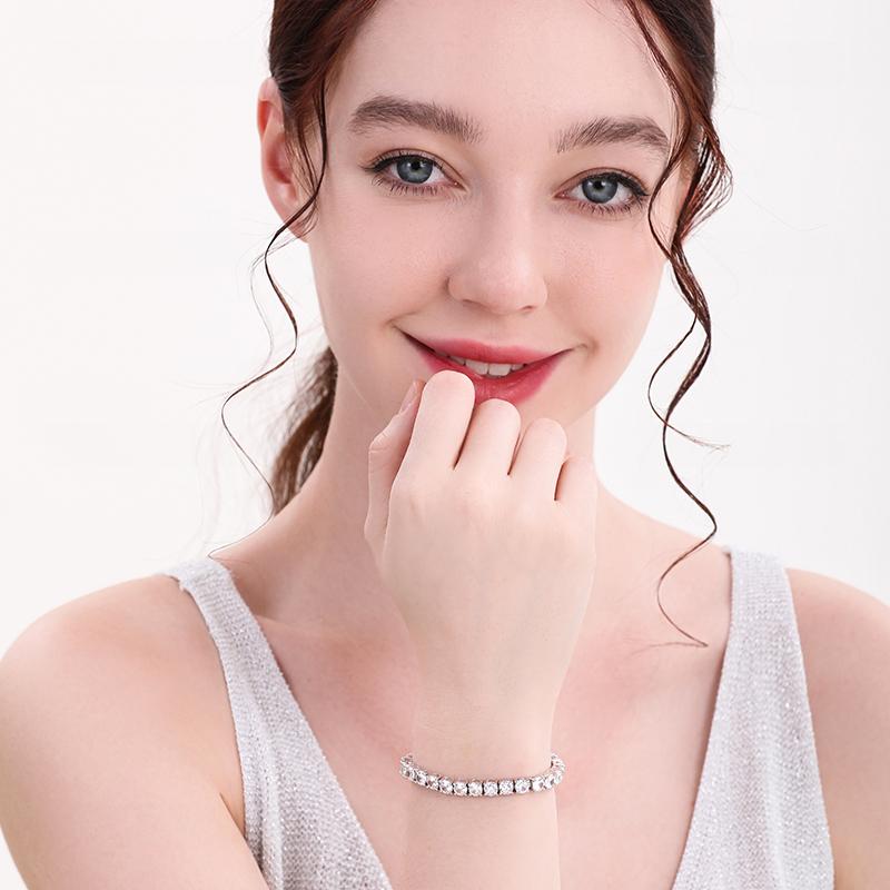 D VVS1 Moissanit Tennis Armband Original S925 Sterling Silber Überzogene 18 k Weiß Gold Mit Armbänder Für Frauen Mann