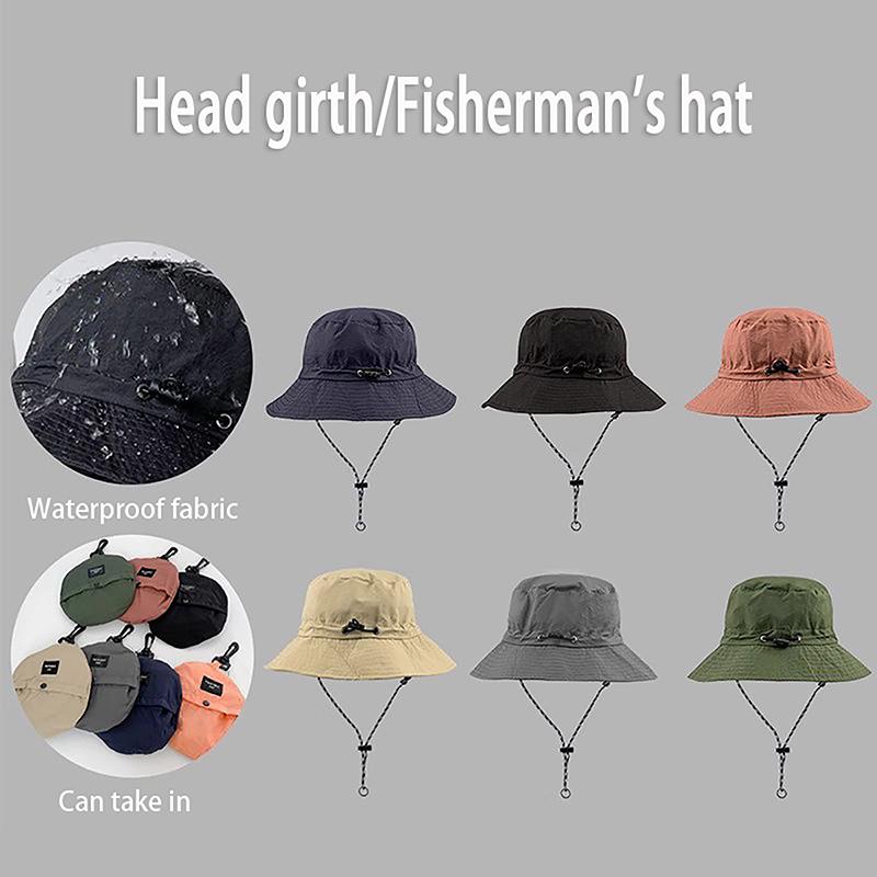 1Pc Summer Adjustable Fisherman Hat Quick Dry Waterproof Drawcord Bucket Hat Unisex Basin Foldable Storage Bucket Caps