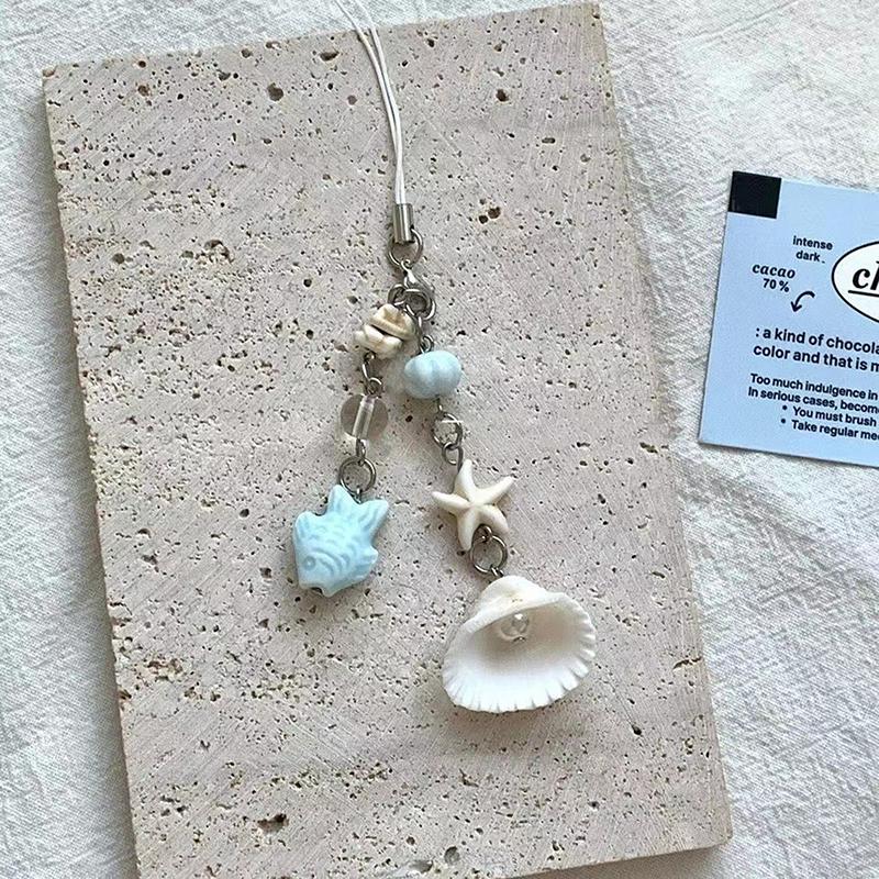 Summer Starfish Shell Charm Keychain Phone Lanyard Keyring Bag Pendant Accessory Aesthetic Y2K Jewelry