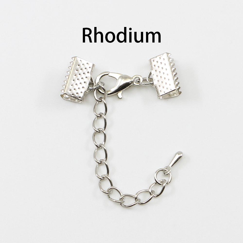 10pcs/lot Ribbon Leather Cord End Fastener Clasps With Chains Lobster Clasp Connectors For Bracelet DIY Jewelry Making Wholesale