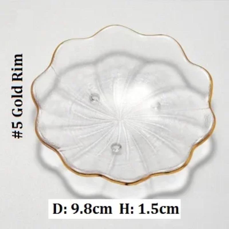 

1 шт. Маленькое прозрачное блюдце, стеклянная посуда для чая, кофейной чашки, симпатичные тарелки с золотым ободком для кафе, отелей, ресторанов, декора свадебного стола