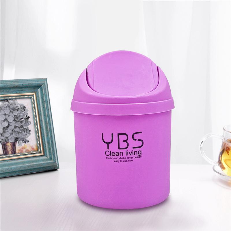 Clamshell Mini Desktop Trash Can Rocking Lid Small Garbage Can Household Living Room with Cover Bedside Storage Bucket Paper Basket