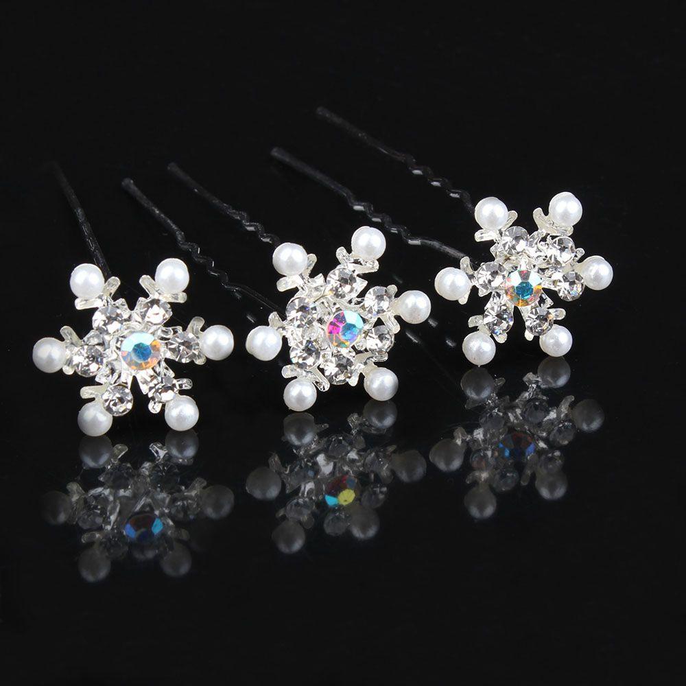 Delicate Women Wedding Bridal Pearl Flower Crystal Rhinestone Headwear Hair Clips Hair Pin