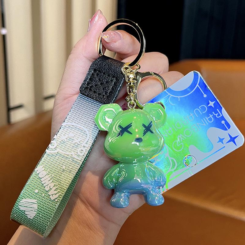 

Gradual Change Graffiti Bear Keychain Fashion Men S Car Key Chain Small Pendant Couple Schoolbag Pendant Key Ring Women