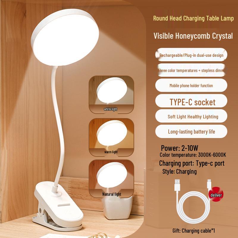 Clip-On LED Desk Lamp: Eye-Protection for Students, Dorms & Bedrooms, Ideal for Reading & Nighttime Use