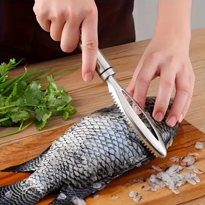 1PCS Stainless Steel Fish Scaler Scraper Household Manual Scaler Descaling Knife Artifact Multi-function Kitchen Fish Killing Tool