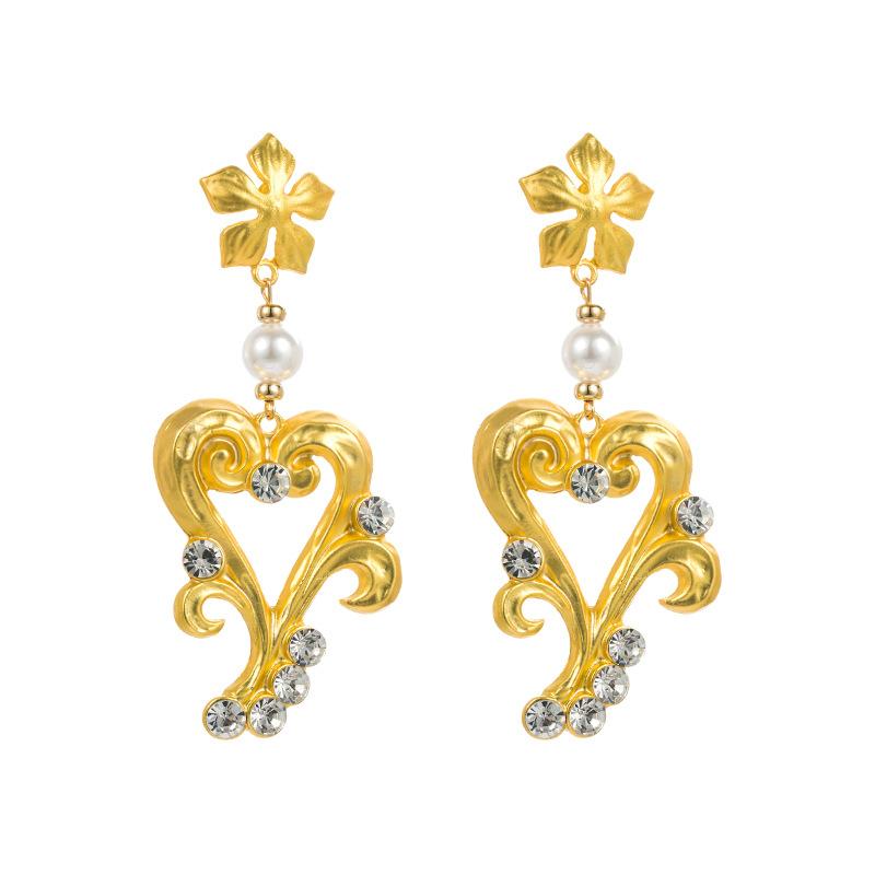 

Женские серьги-капли в стиле ретро в форме сердца, серьги-подвески из титанового стального сплава, акриловые хрустальные жемчужные бусины, геометрические украшения для ушей OneSize белый