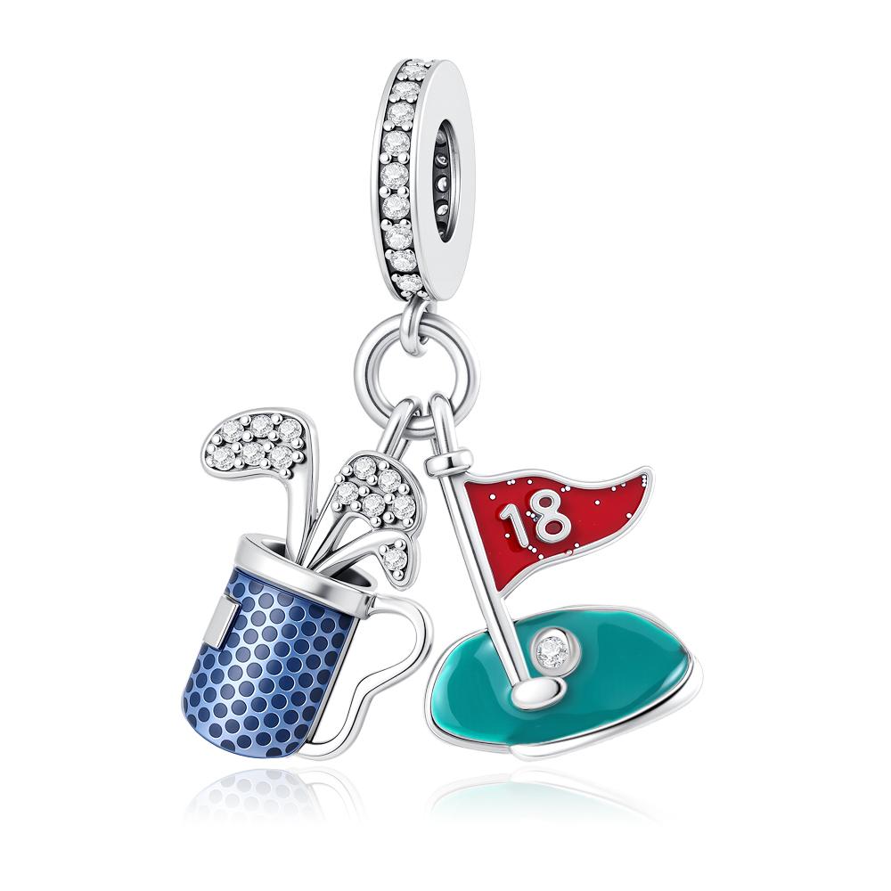 New Copper Sports Series Badminton Rugby Charm Of Chain Bead Fit Original Bracelet Accessories Diy Ladies Jewelry