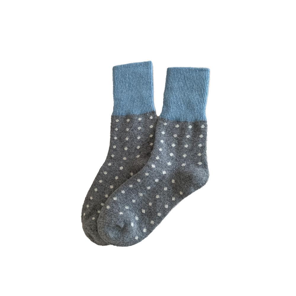 Warm Wool Socks for Women, Mid-calf Socks for Autumn and Winter, Thickened Color-blocked Polka Dot Winter Long Socks, Pile Socks