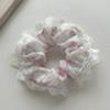 Korean Style Summer Scrunchie with Lace Bowknot - Floral Hair Accessory for Women