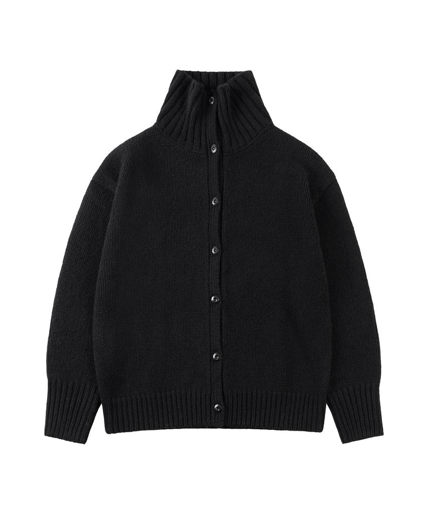 Siyazu Sikn2164 High-Neck Heavy Knit Cardigan_Black