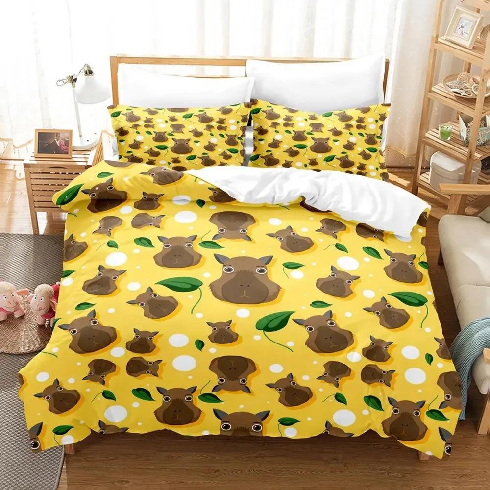 Capybaras Single Double Queen King Size Bedding Set Boys Bedroom Duvet Cover 3D Print Anime Bed Sheet Set Duvet Cover Bed Set