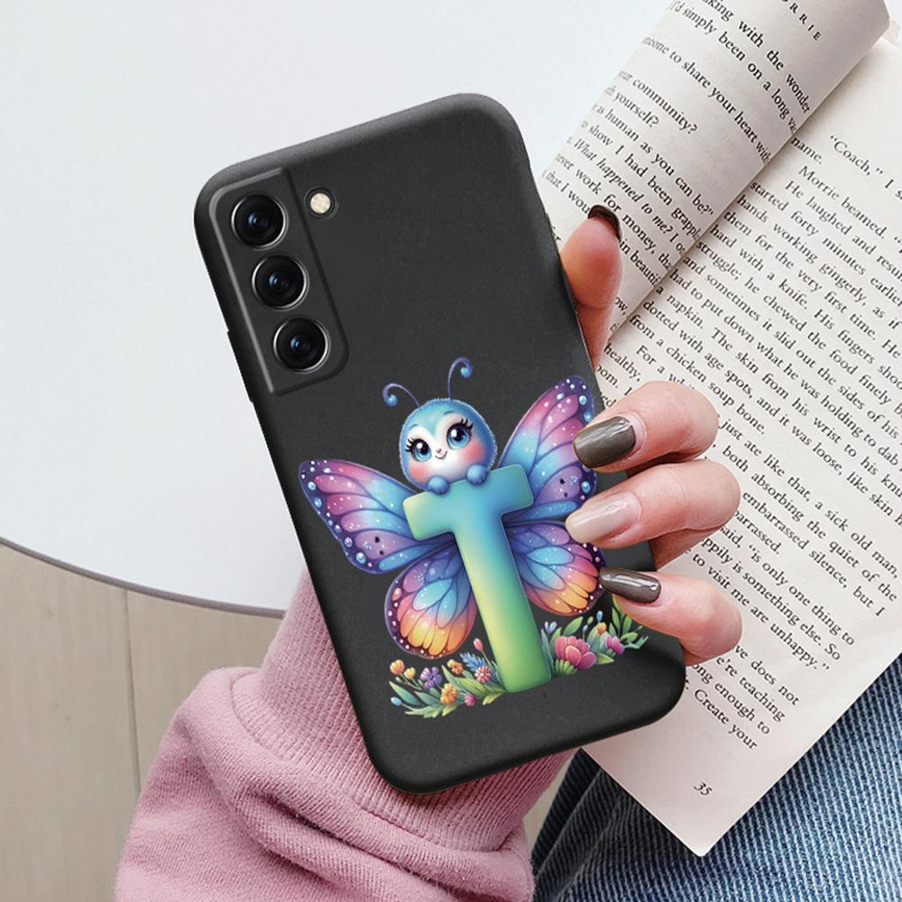 Phone Case Women For Samsung Galaxy S21 FE S22 Plus Girls Bumper Cover Colorful Letter Flower Butterfly Love samsang s22 Ultra